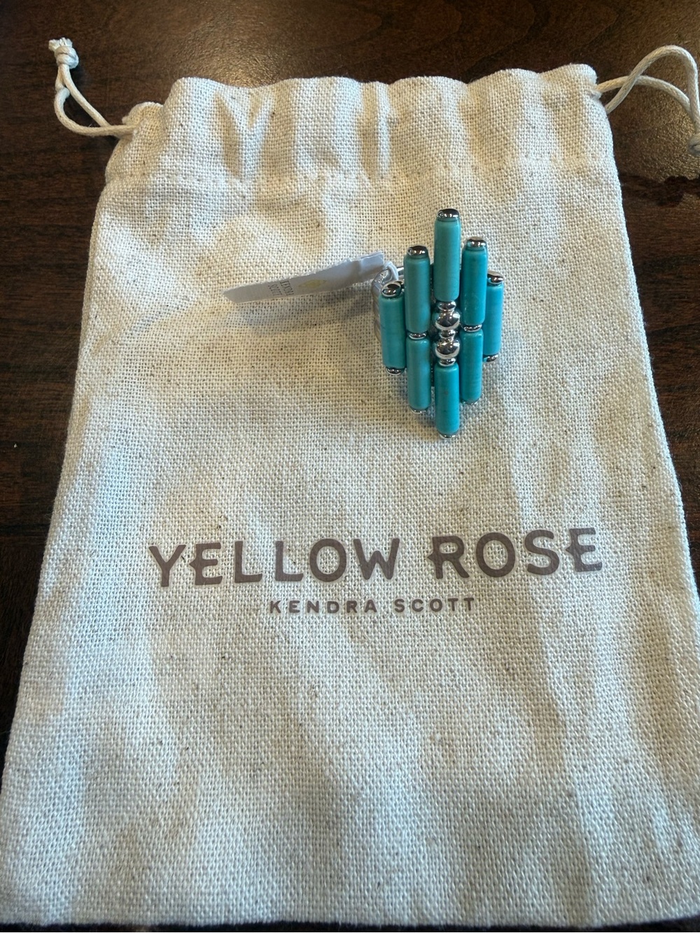 NWT Kendra Scott Yellow Rose Ember Silver Turquoise Magnesite Ring Size 6